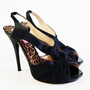 Betsy Johnson Astra Black Satin Stilettos Sz 8.5